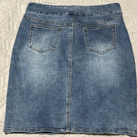 Sz 12 Tribal Blue Washed Denim Pencil Skirt - Picture 7 of 11